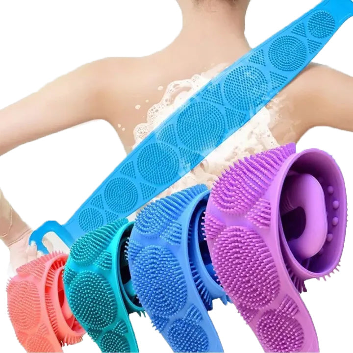Silicone Back Scrubber Bath Shower Silicone Body Massage Brush Silicone Bath Towel Exfoliating Body Brush Belt Cleaning Shower Strap / Double-Sided Washing Towel Scrubber
