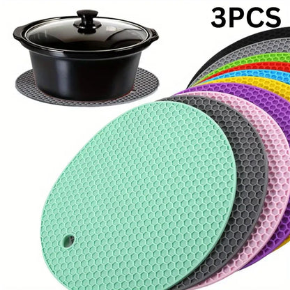 3PCS Multifunctional Silicone Heat-Resistant Mat – Non-Slip Pot Holder, Coaster & Jar Opener