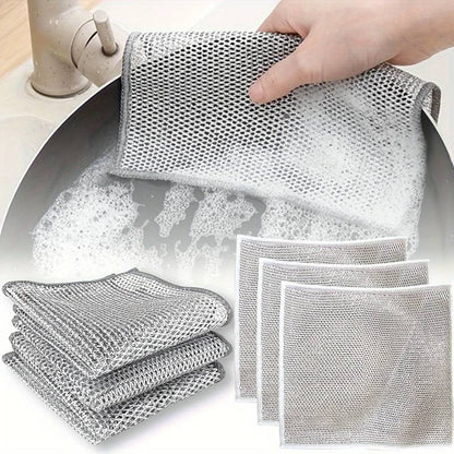 5Pcs Non-Scratch Wire Dishcloths – Reusable Multipurpose Cleaning Cloths for Dishes, Sinks, Pots