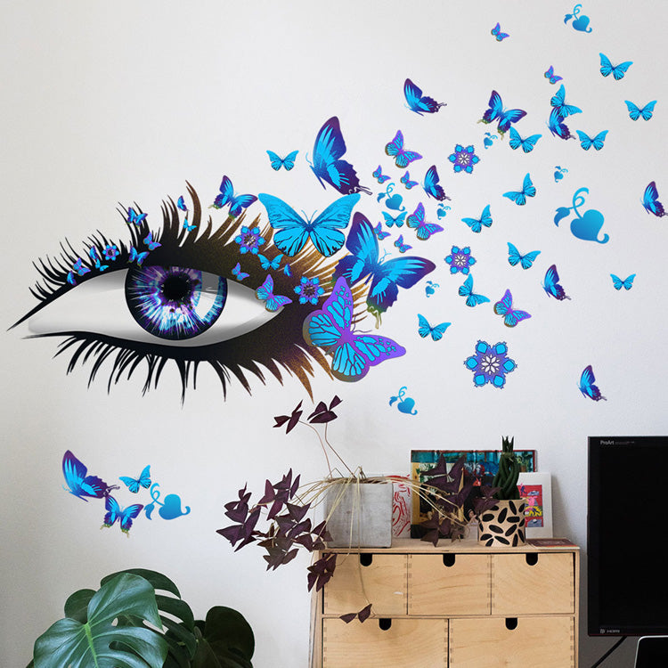 Blue Butterflies Eye Home Decoration animals tree bridge baby children bedroom room decor wall stickers removable kids nursery decal Mirror Dear Wall Decoration Stickers wall deco