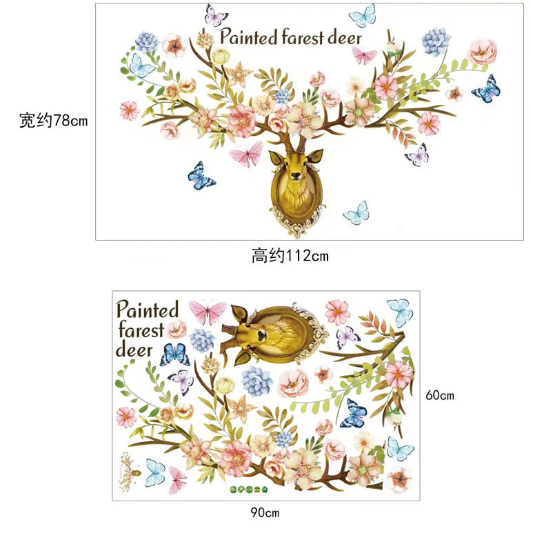 Butterfly Deer with Wall decoration stickers room wallpaper bedroom nursery kids room Home decoration Wall Stickers