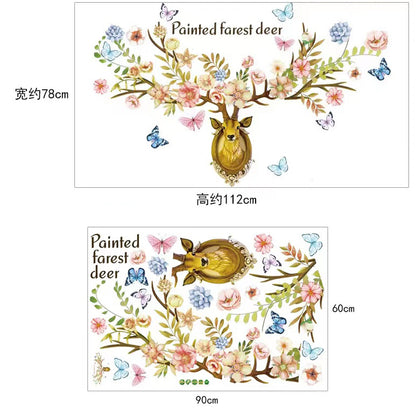 Butterfly Deer with Wall decoration stickers room wallpaper bedroom nursery kids room Home decoration Wall Stickers