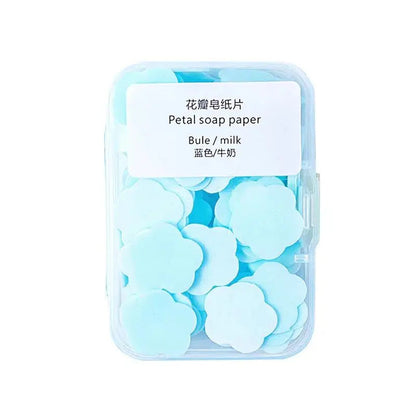 100Pcs Petal Soap Paper Sheets Portable Disposable Hand Soap for Travel, Camping & Outdoor Use