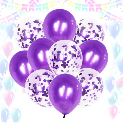 10 Pcs Foil Balloon Set with 5 Confetti & 5 Chrome Balloons Wedding Birthday Anniversary Party Decoration Metallic Latex Balloons Chrome Balloon Wedding Decorations Birthday Party Supplies Baloon